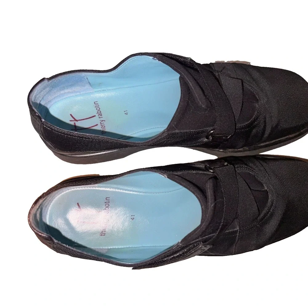 Thierry Rabotin Black Fabric Criss Cross Strap LENA Loafers Made in Italy Sz 41